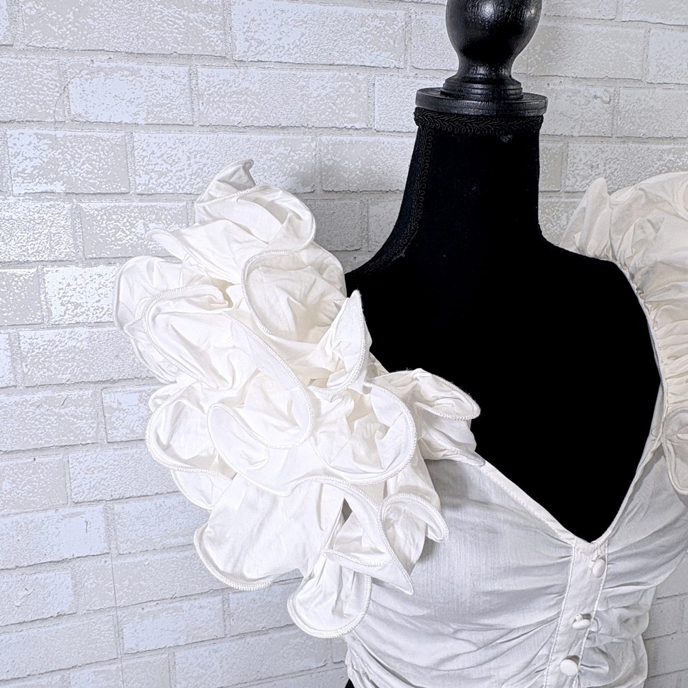 NWT Akira Ruffle Sleeve Crop Top Small Off Shoulder Ruched Fairy Coquette Indie - Picture 5 of 11